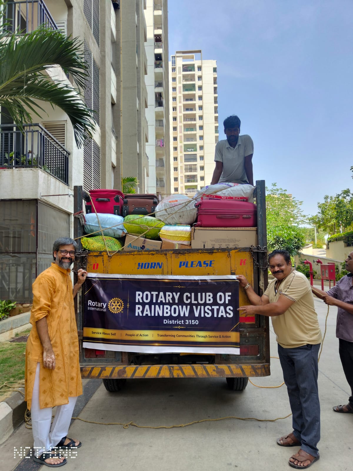 Collected clothing and household materials from the Goonj Clear Your Closet drive